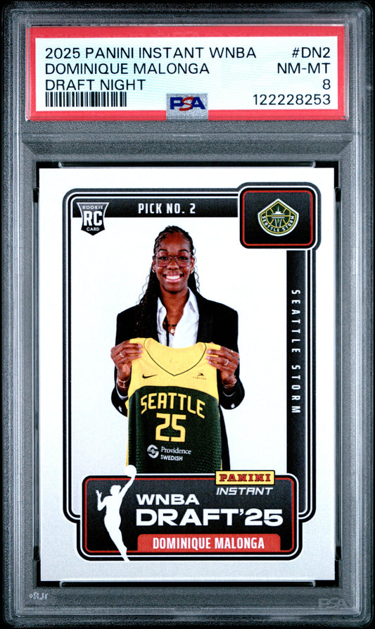 Graded 2025 Panini Instant Dominque Malonga #DN2 Draft Night Rookie RC Basketball Card PSA 8 Near Mint