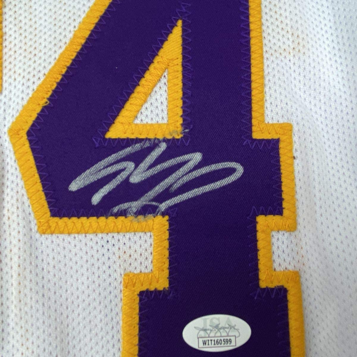 Autographed/Signed Shaquille Shaq O'Neal Los Angeles LA White Basketball Jersey JSA COA - Sport Cards