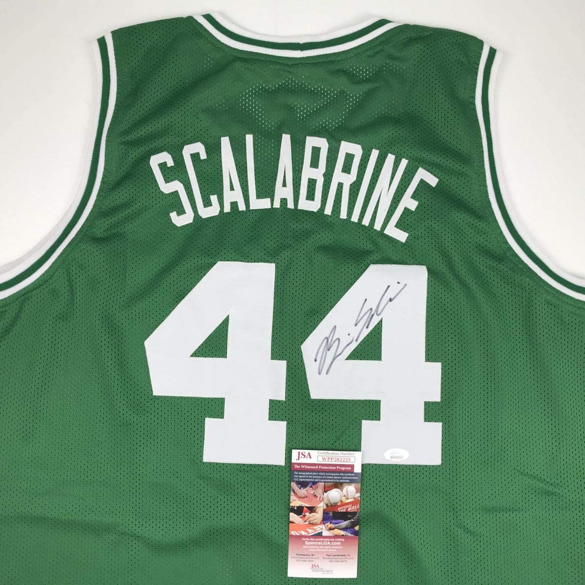 Autographed/Signed Brian Scalabrine Boston Green Basketball Jersey JSA COA - Sport Cards