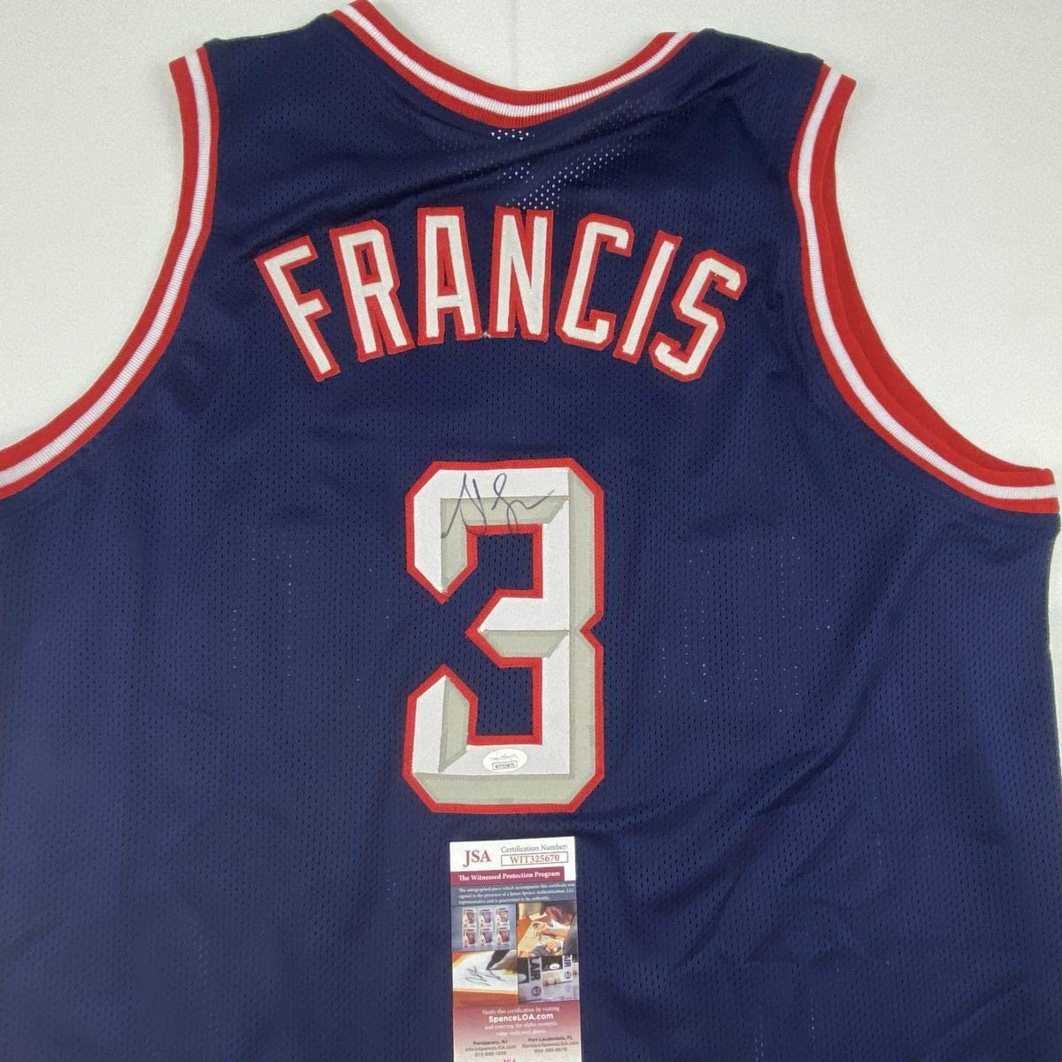 Autographed/Signed Steve Francis Houston Blue Basketball Jersey JSA COA - Sport Cards