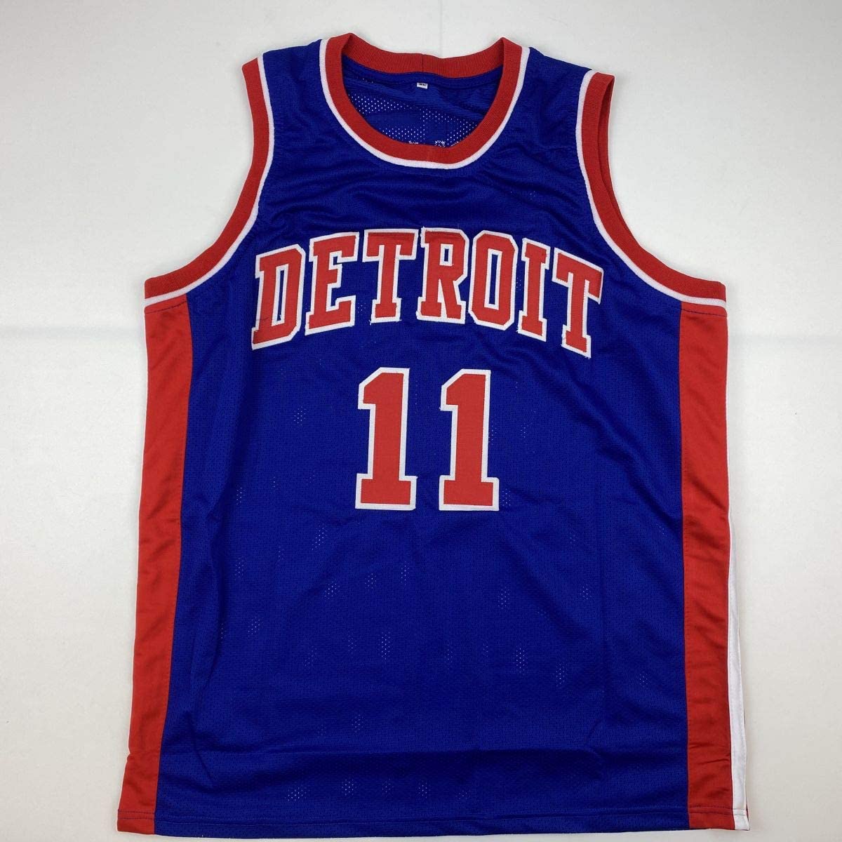 Autographed/Signed Isiah Thomas Detroit Blue Basketball Jersey Beckett BAS COA - Sport Cards