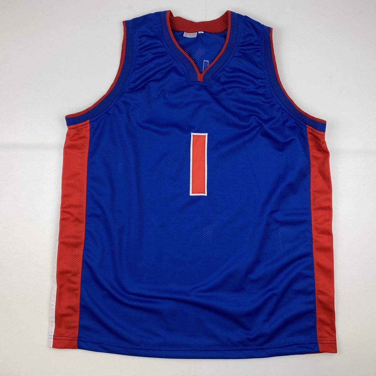Autographed/Signed Chauncey Billups Detroit Blue Basketball Jersey JSA COA - Sport Cards