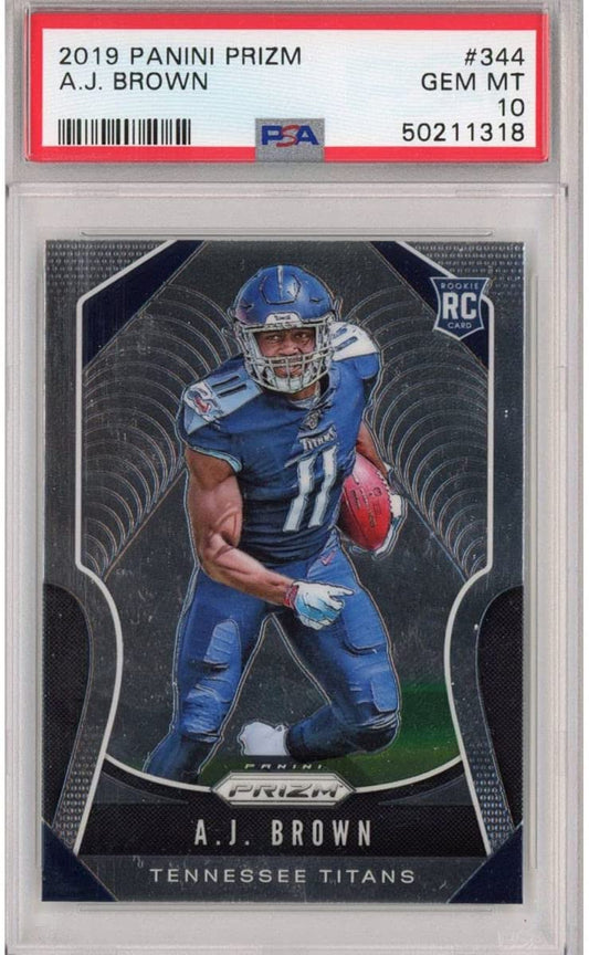 Graded 2019 Panini Prizm AJ Brown #344 Rookie RC Football Card PSA 10 Gem Mint