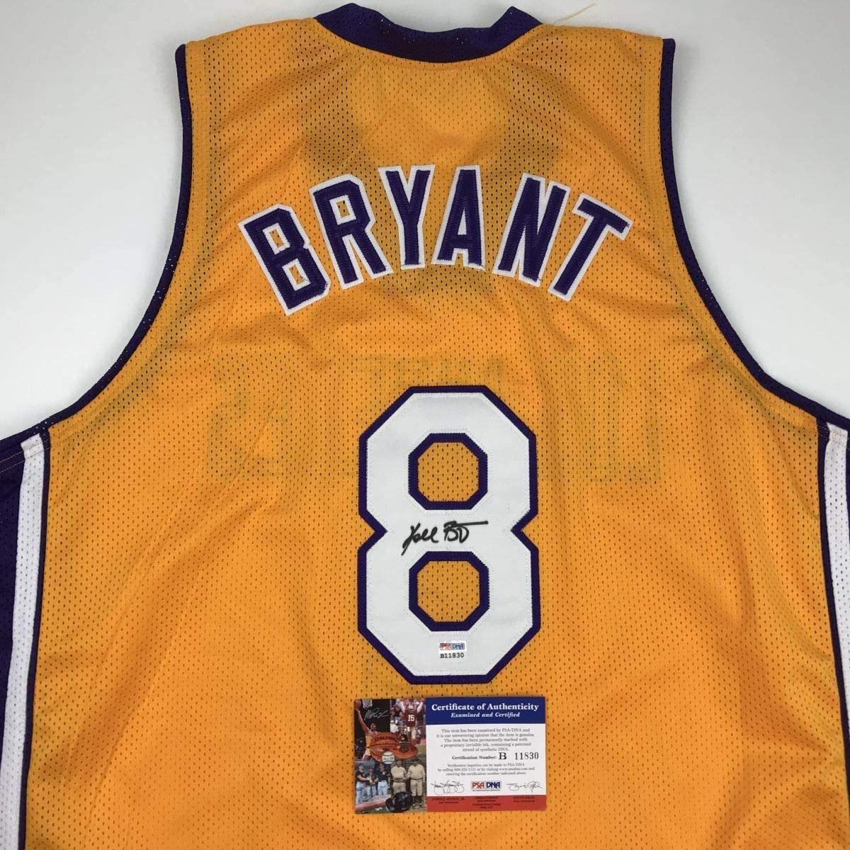 Autographed/Signed Kobe Bryant #8 Los Angeles Yellow Basketball Jersey PSA/DNA COA