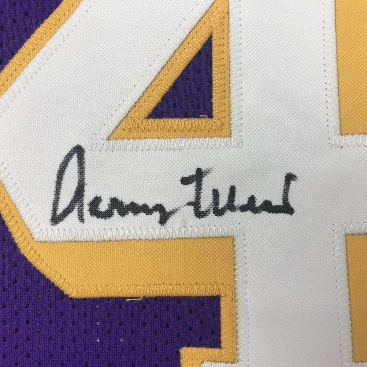 Autographed/Signed Jerry West Los Angeles LA Purple Basketball Jersey JSA COA - Sport Cards