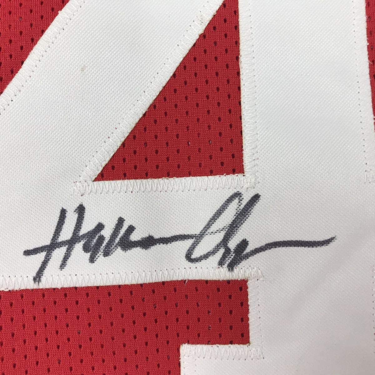 Autographed/Signed Hakeem Olajuwon Houston Red Basketball Jersey Beckett BAS COA - Sport Cards