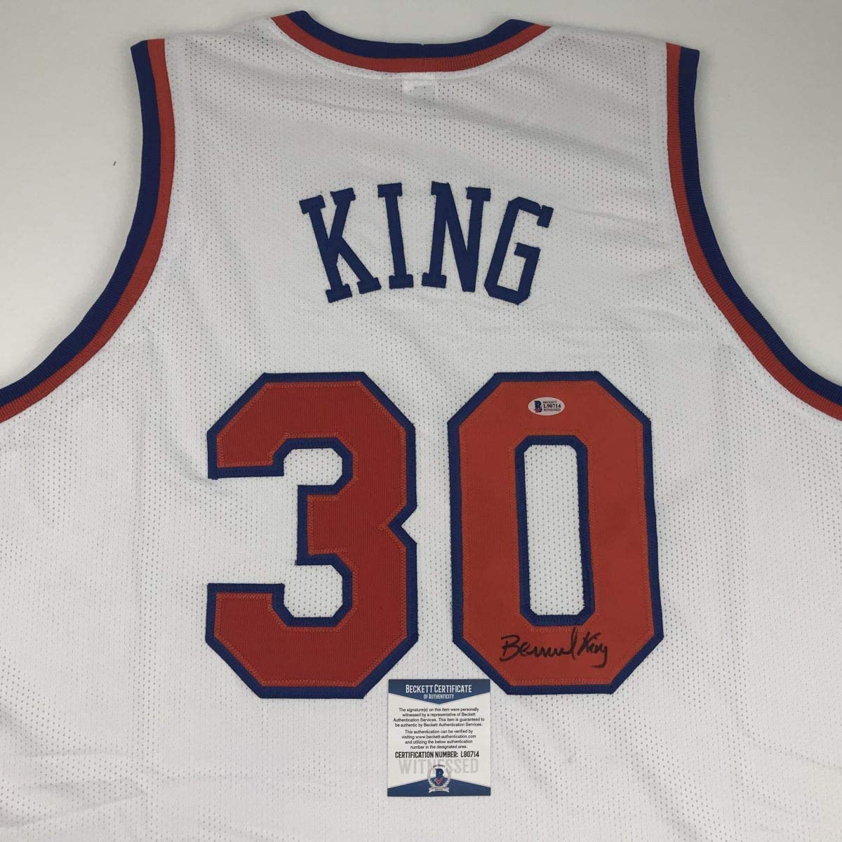 Autographed/Signed Bernard King New York White Basketball Jersey Beckett BAS COA - Sport Cards