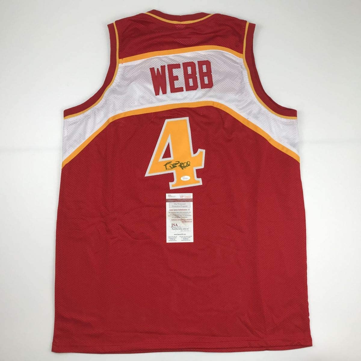 Autographed/Signed Spud Webb Atlanta Red Basketball Jersey JSA COA - Sport Cards