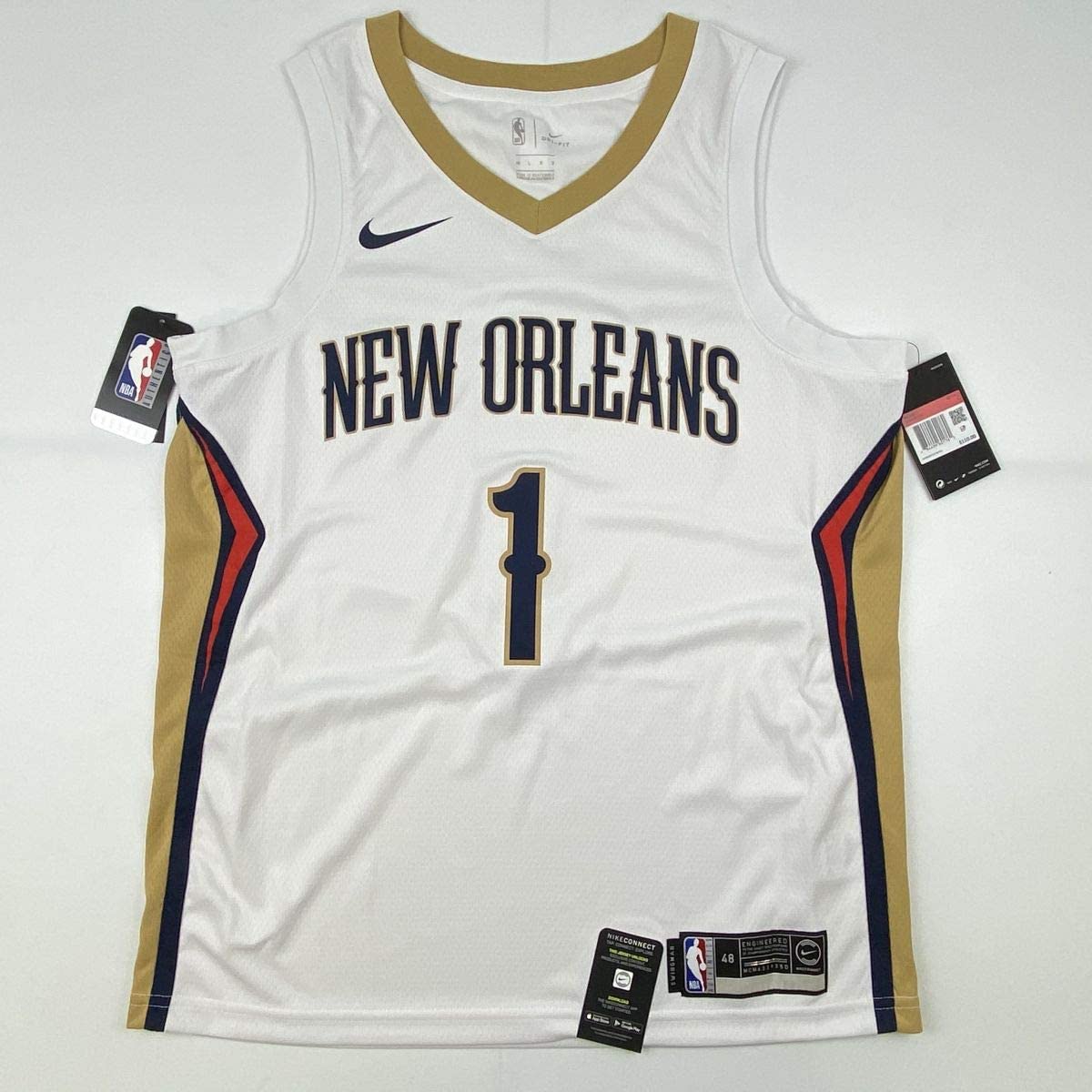 Autographed/Signed Zion Williamson New Orleans Pelicans White Swingman Nike Basketball Jersey Fanatics COA - Sport Cards