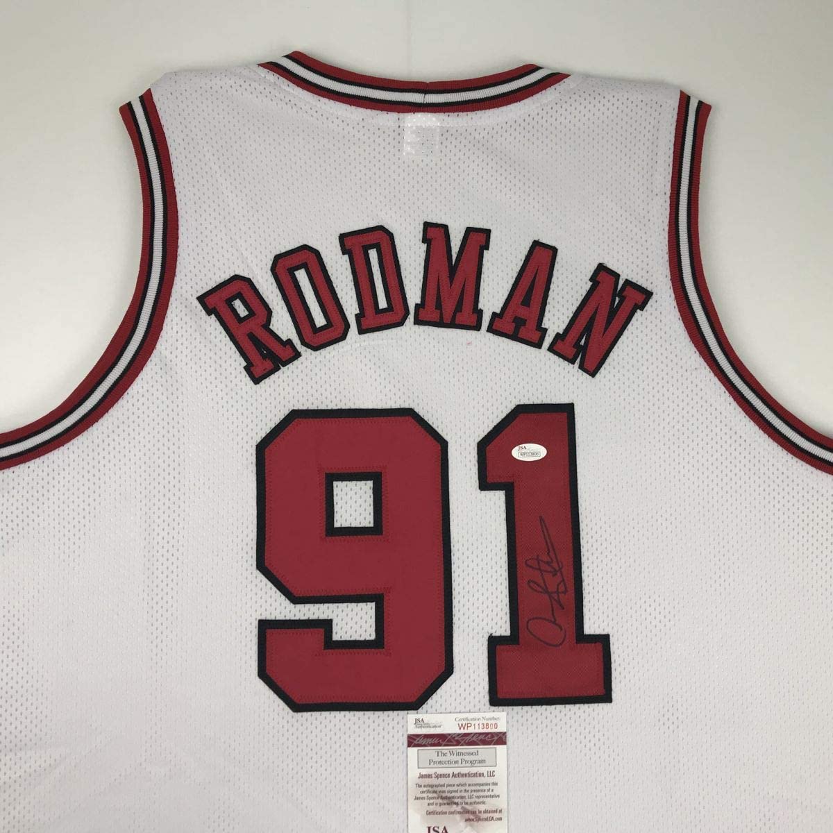 Autographed/Signed Dennis Rodman Chicago White Basketball Jersey JSA COA - Sport Cards