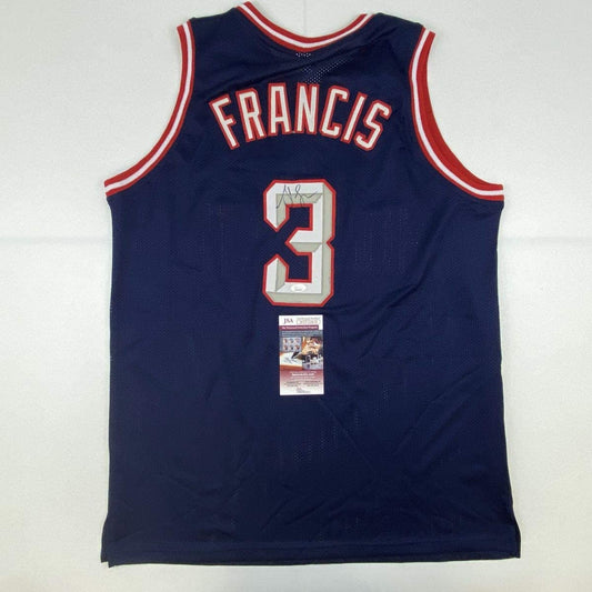 Autographed/Signed Steve Francis Houston Blue Basketball Jersey JSA COA - Sport Cards
