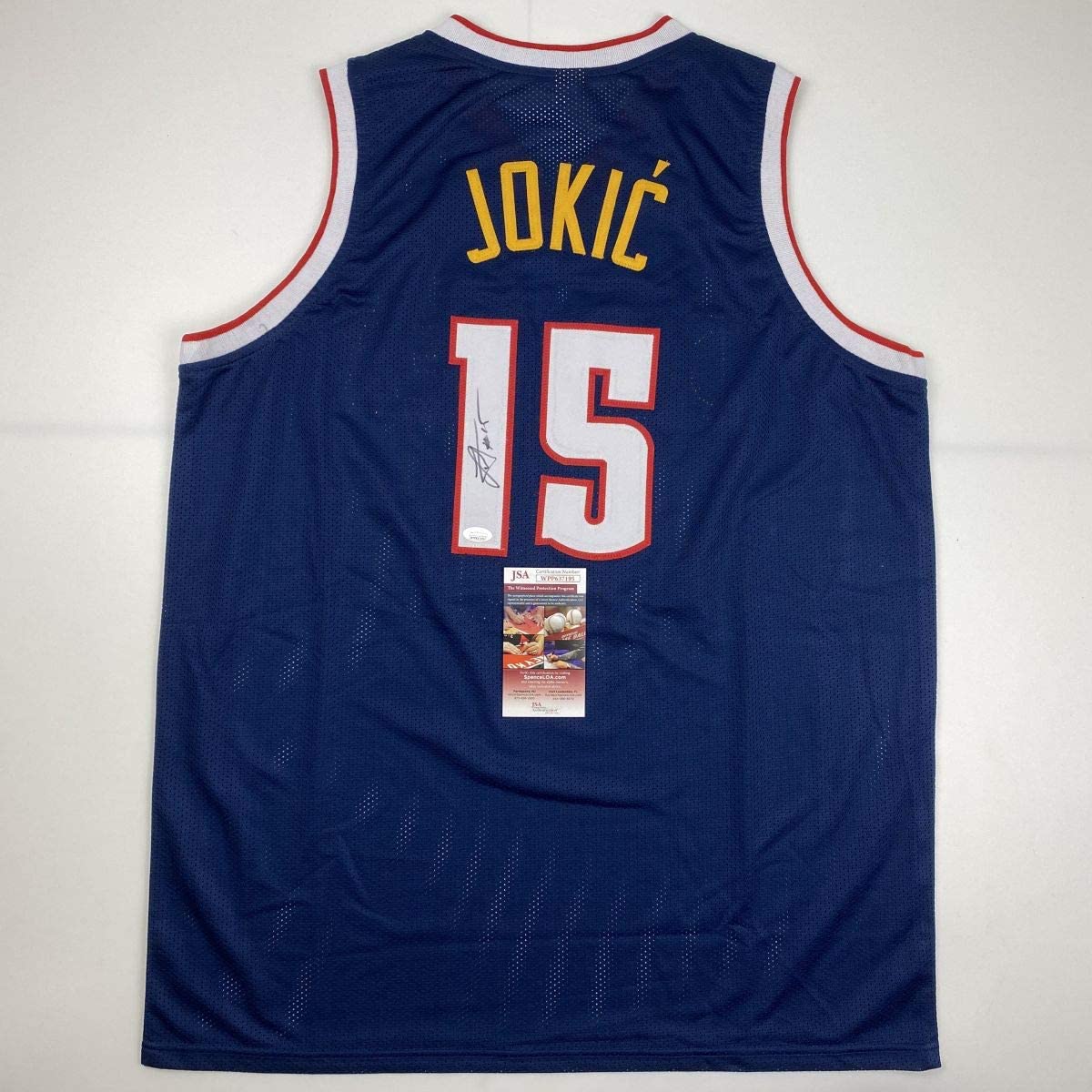 Autographed/Signed Nikola Jokic Denver Dark Blue Basketball Jersey JSA COA - Sport Cards