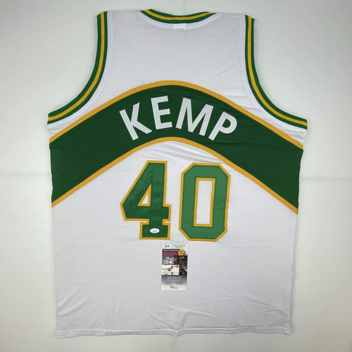 Autographed/Signed Shawn Kemp Seattle White Basketball Jersey JSA COA - Sport Cards