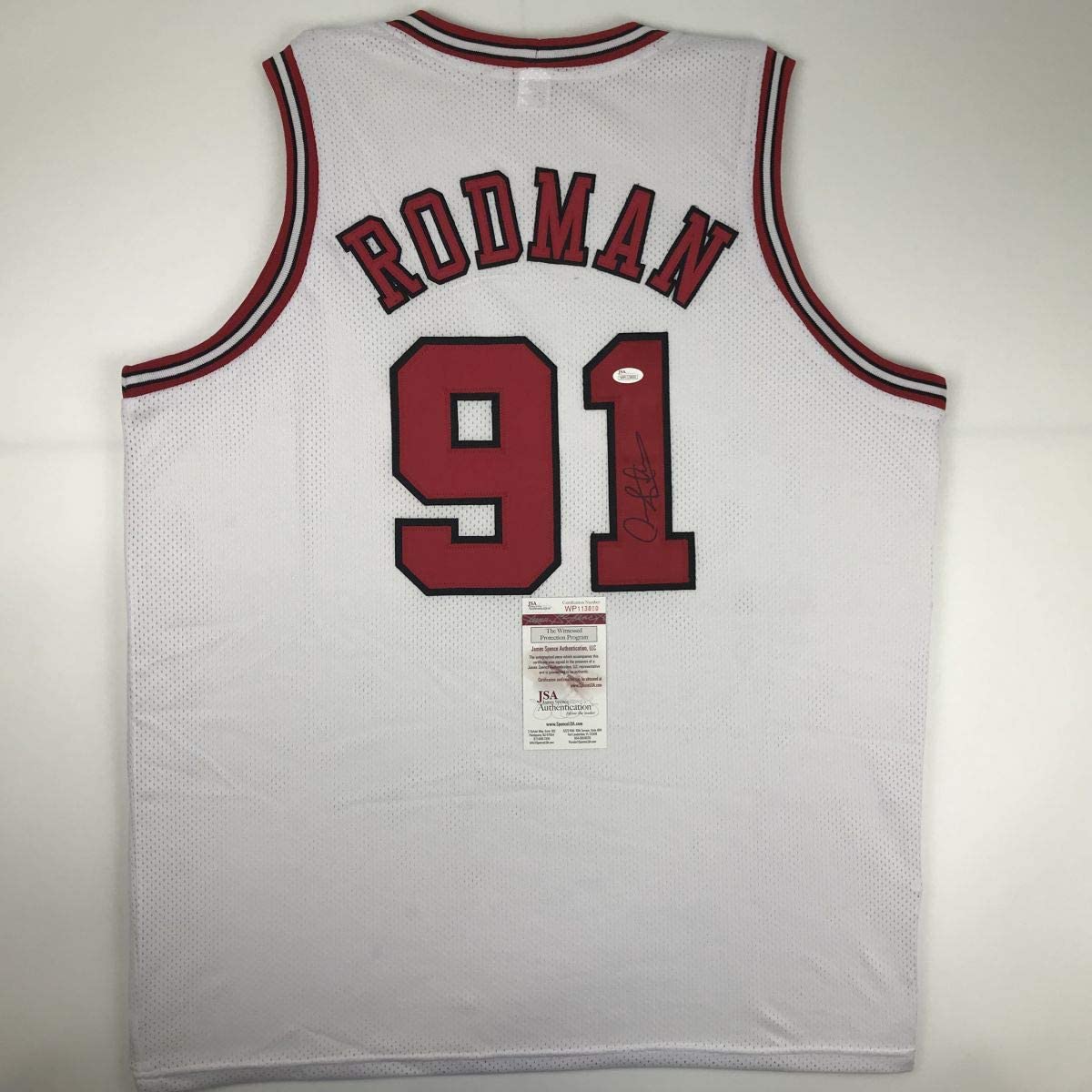 Autographed/Signed Dennis Rodman Chicago White Basketball Jersey JSA COA - Sport Cards