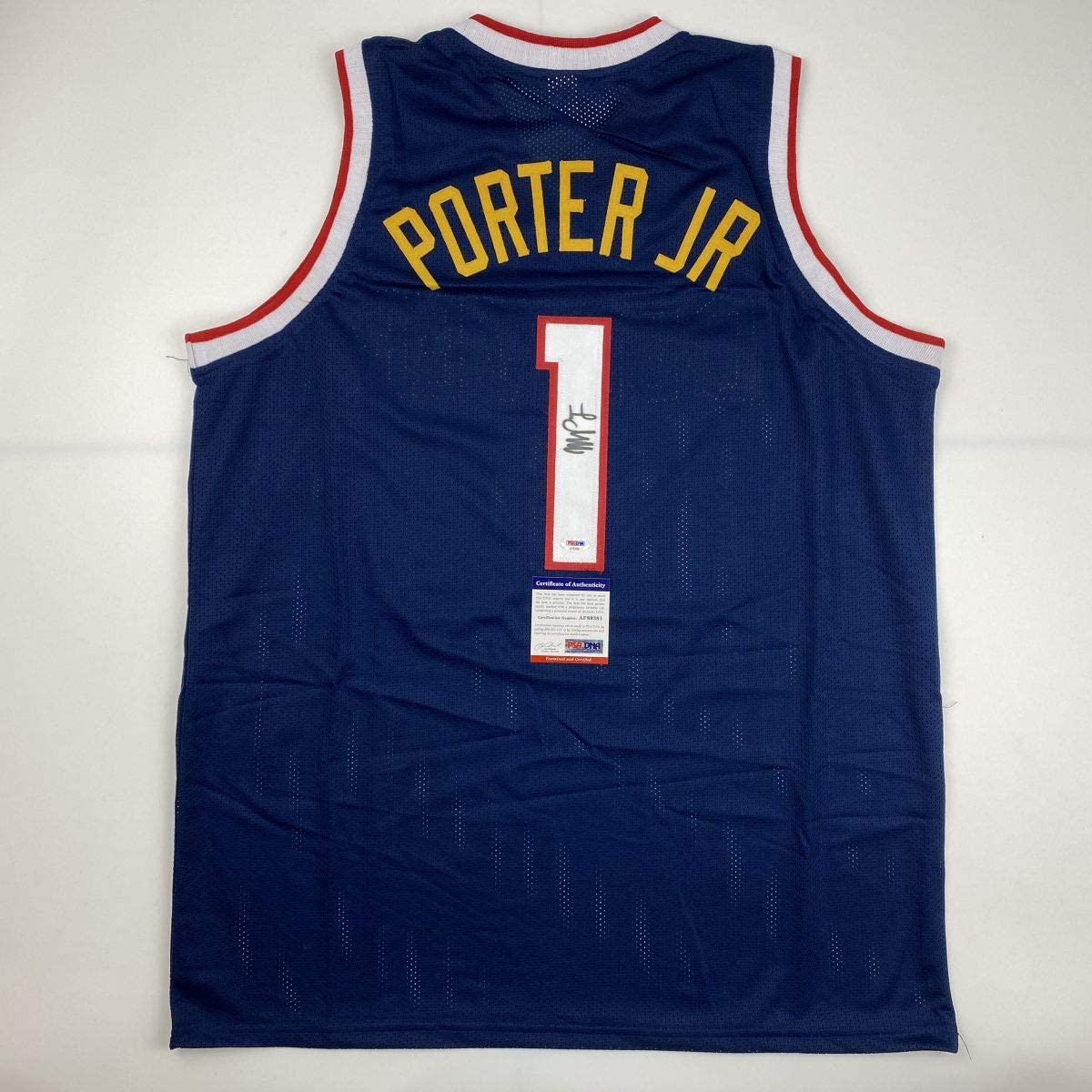 Autographed/Signed Michael Porter Jr. Denver Dark Blue Basketball Jersey PSA/DNA COA - Sport Cards
