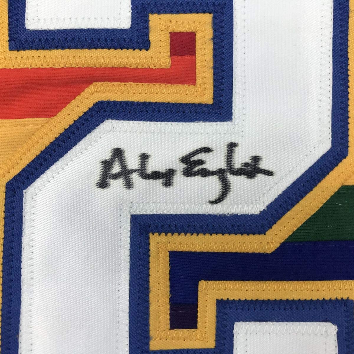 Autographed/Signed Alex English Denver Blue Basketball Jersey PSA/DNA COA - Sport Cards