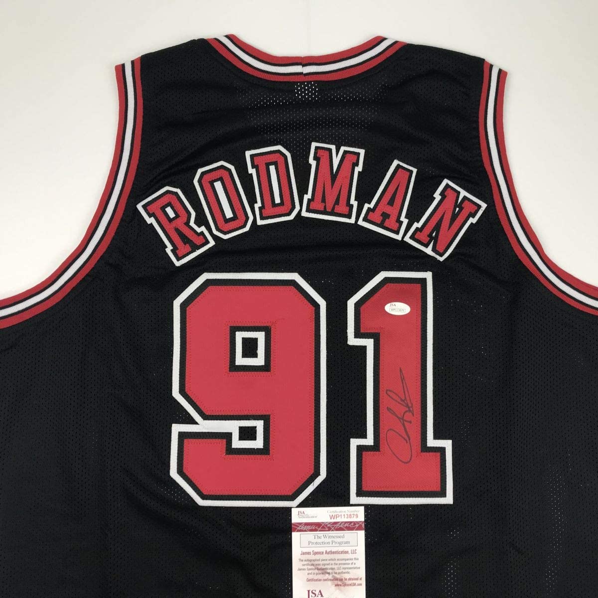 Autographed/Signed Dennis Rodman Chicago Black Basketball Jersey JSA COA - Sport Cards