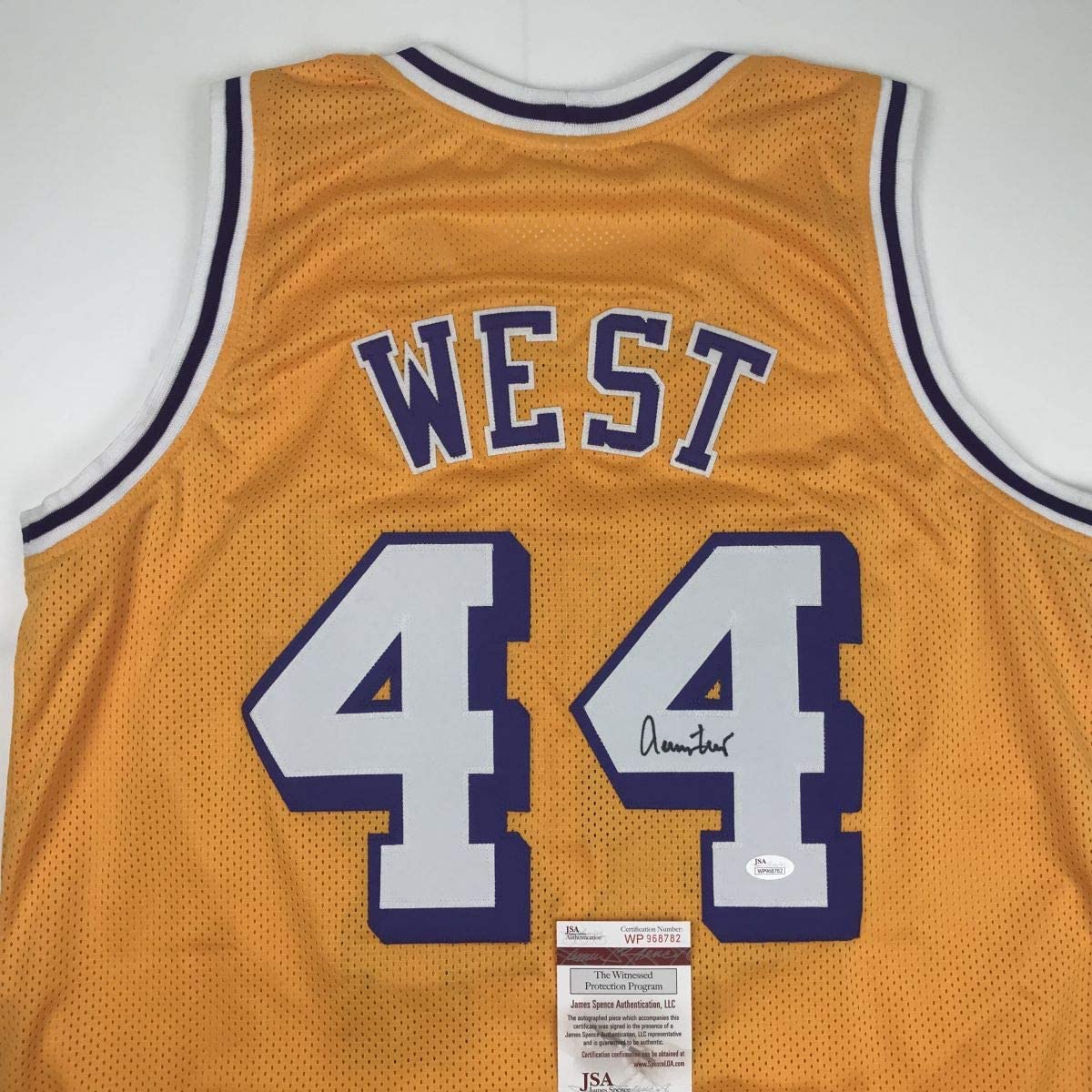 Autographed/Signed Jerry West Los Angeles LA Yellow Basketball Jersey JSA COA - Sport Cards