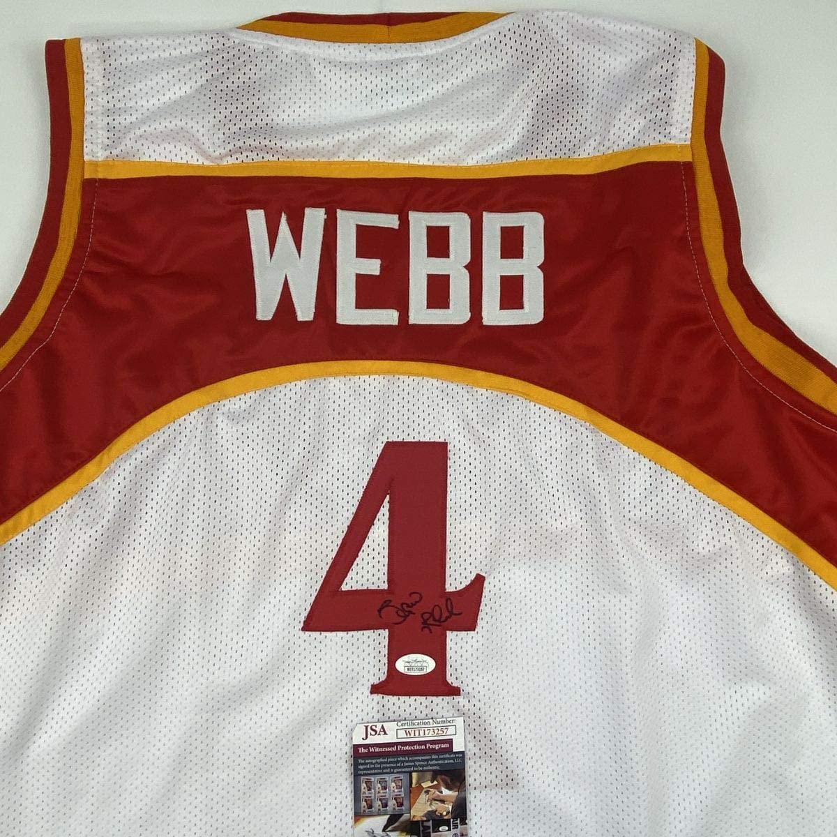 Autographed/Signed Spud Webb Atlanta White Basketball Jersey JSA COA - Sport Cards
