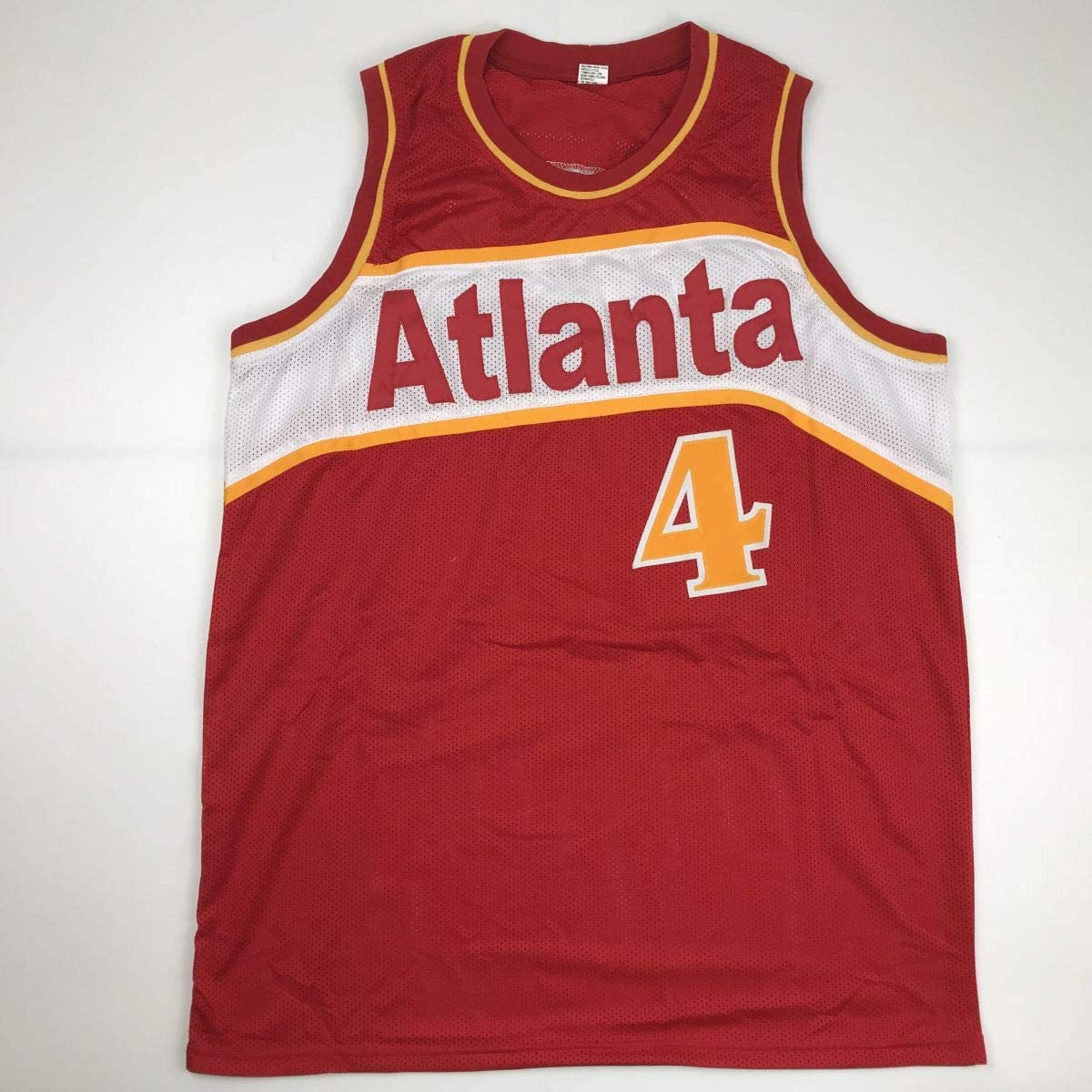 Autographed/Signed Spud Webb Atlanta Red Basketball Jersey JSA COA - Sport Cards