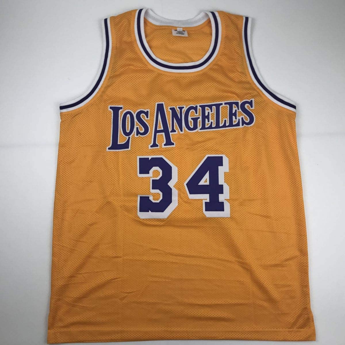Autographed/Signed Shaquille Shaq O'Neal Los Angeles LA Yellow Basketball Jersey Beckett BAS COA - Sport Cards