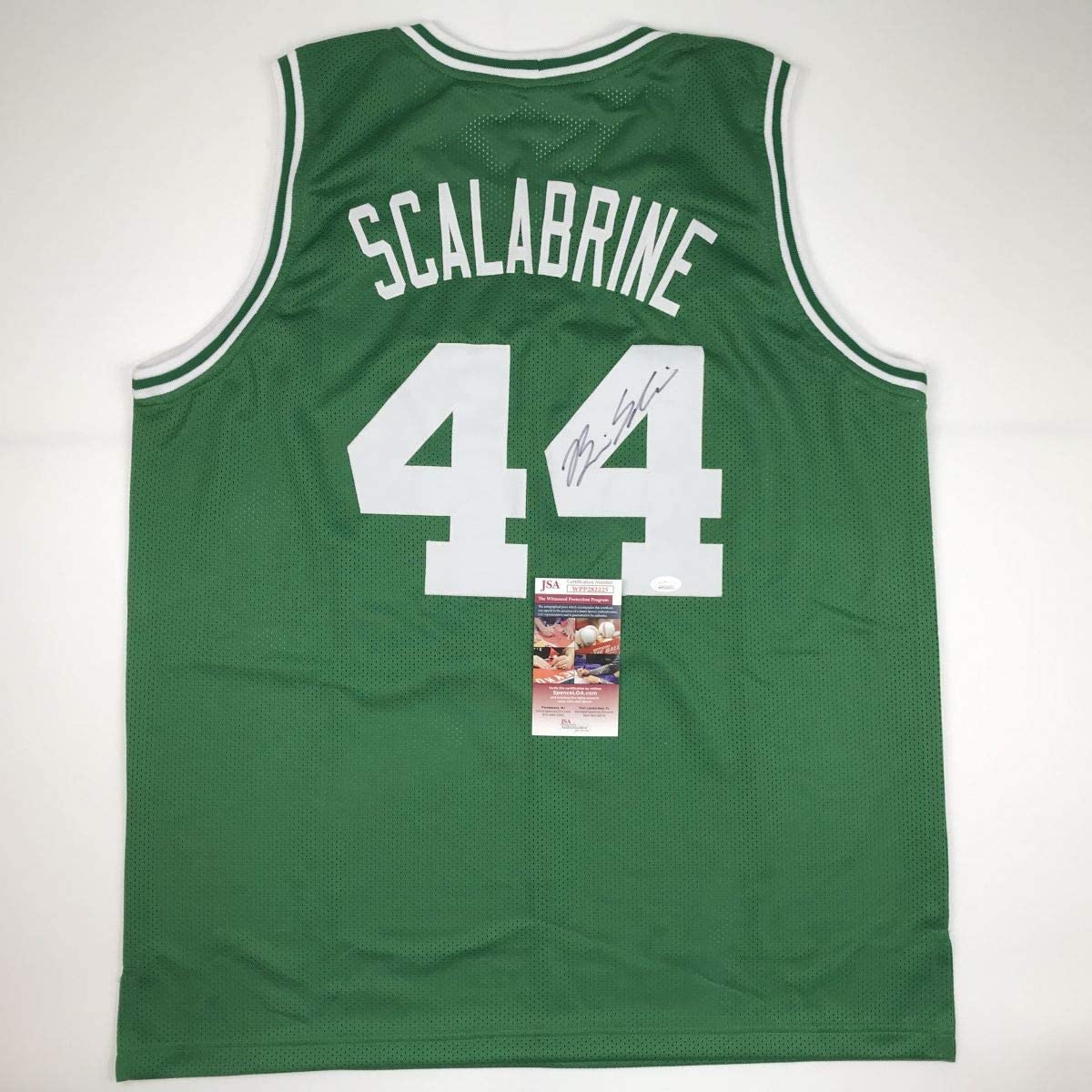Autographed/Signed Brian Scalabrine Boston Green Basketball Jersey JSA COA - Sport Cards