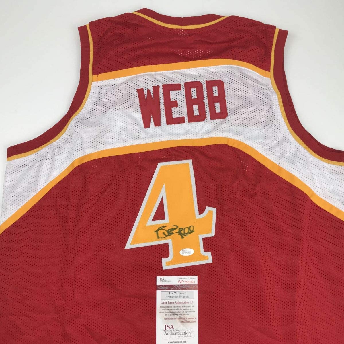 Autographed/Signed Spud Webb Atlanta Red Basketball Jersey JSA COA - Sport Cards