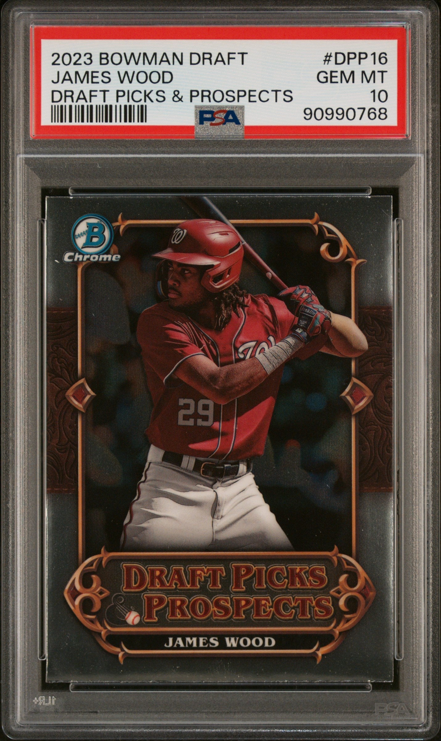 Graded 2023 Topps Bowman Draft James Wood #DPP16 Draft Picks & Prospects Rookie RC Baseball Card PSA 10 Gem Mint