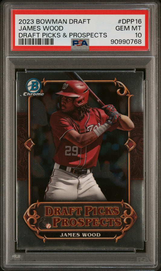 Graded 2023 Topps Bowman Draft James Wood #DPP16 Draft Picks & Prospects Rookie RC Baseball Card PSA 10 Gem Mint