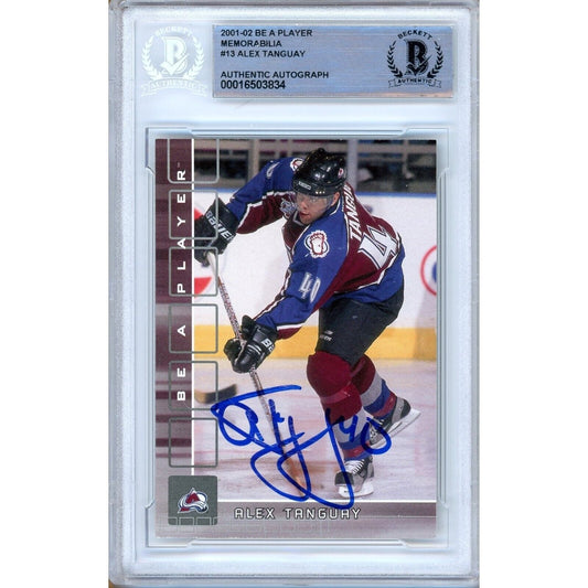 2001-02 BAP Be A Player #13 — Alex Tanguay Colorado Avalanche Autographed Trading Card — Beckett Authentication