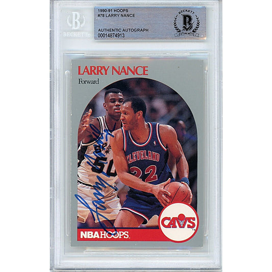 1989-90 NBA Hoops #78 — Larry Nance Cleveland Cavaliers Autographed Trading Card — Beckett Authentication