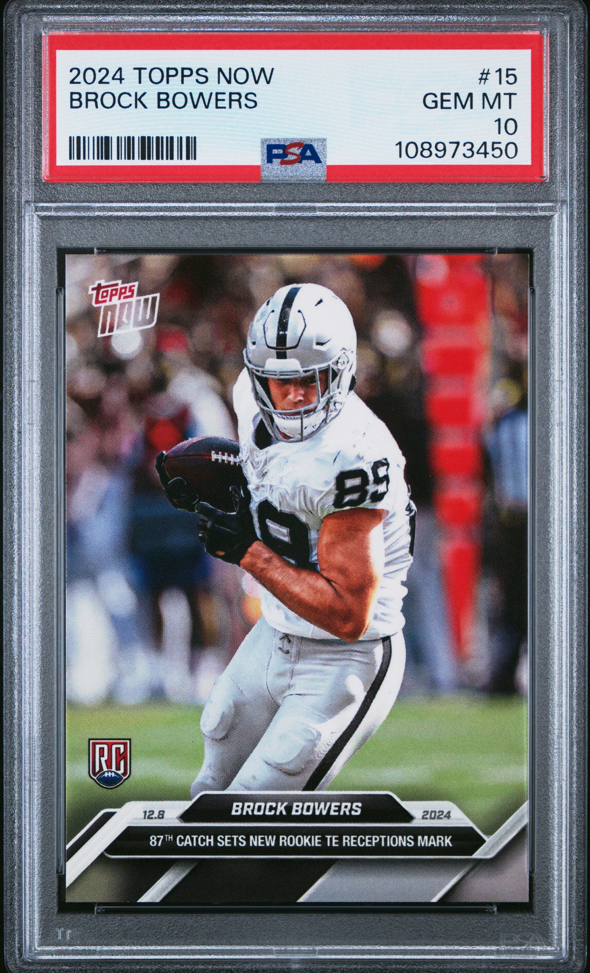 Graded 2024 Topps Now Brock Bowers #15 Rookie RC Football Card PSA 10 Gem Mint - Sport Cards