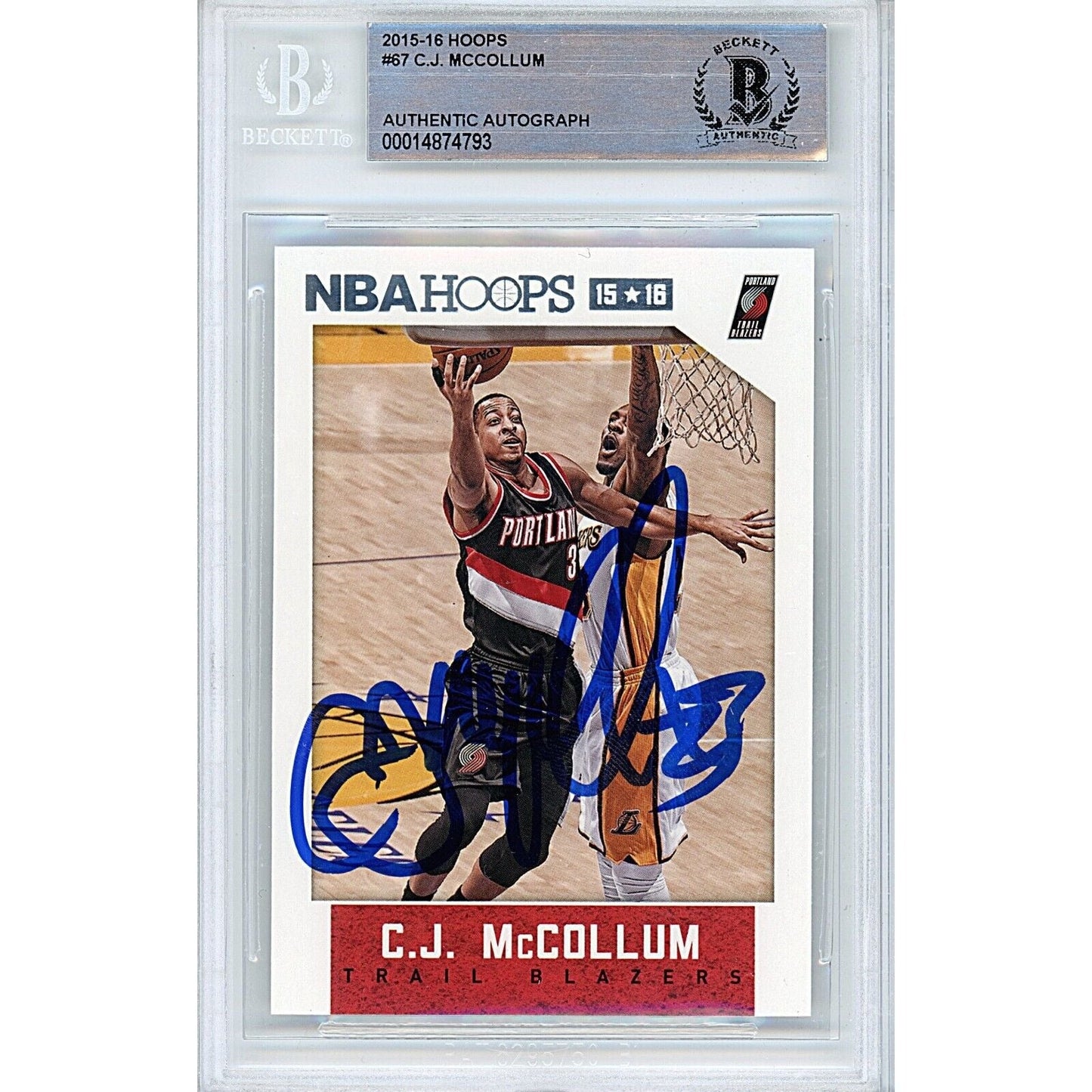2015-16 Panini NBA Hoops #67 — CJ Mccollum Portland Trail Blazers Autographed Trading Card — Beckett Authentication