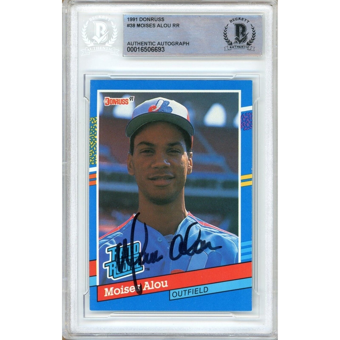 Moises Alou Montreal Expos Signed 1991 Donruss Rated Rookie Baseball Card BAS Auth Auto