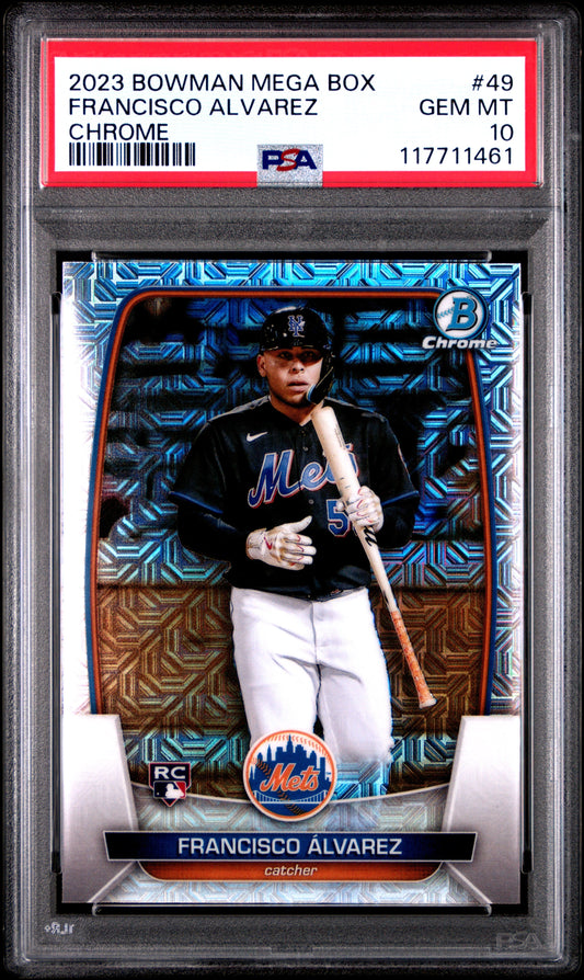 Graded 2023 Topps Bowman Mega Box Francisco Alvarez #49 Chrome Rookie RC Baseball Card PSA 10 Gem Mint - Sport Cards