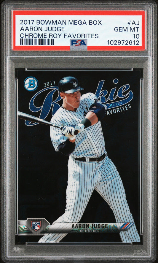 Graded 2017 Topps Bowman Mega Box Aaron Judge #AJ Chrome ROY Favorites Rookie RC Baseball Card PSA 10 Gem Mint