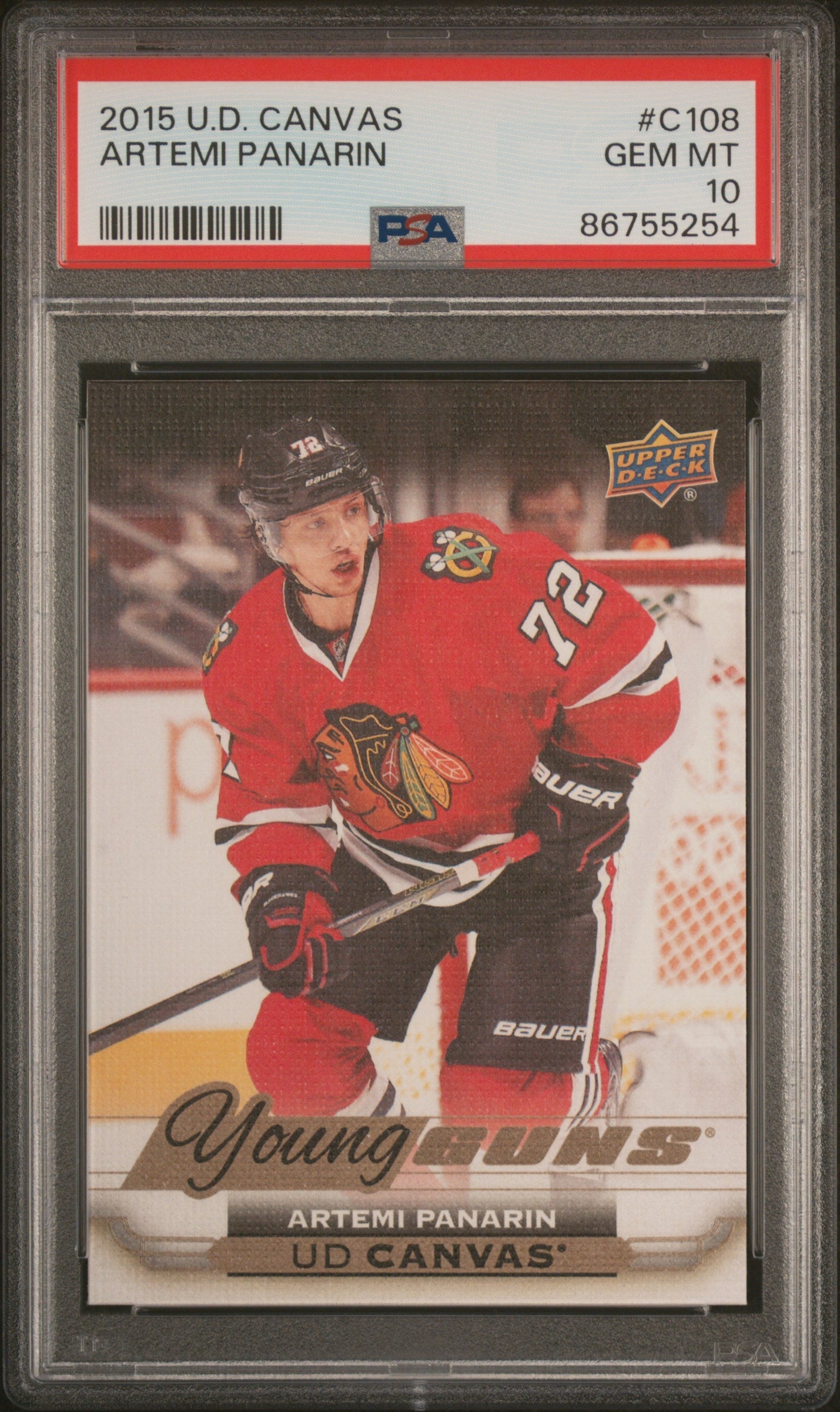 Graded 2015 Upper Deck Canvas Artemi Panarin #C108 Rookie RC Hockey Card PSA 10 Gem Mint