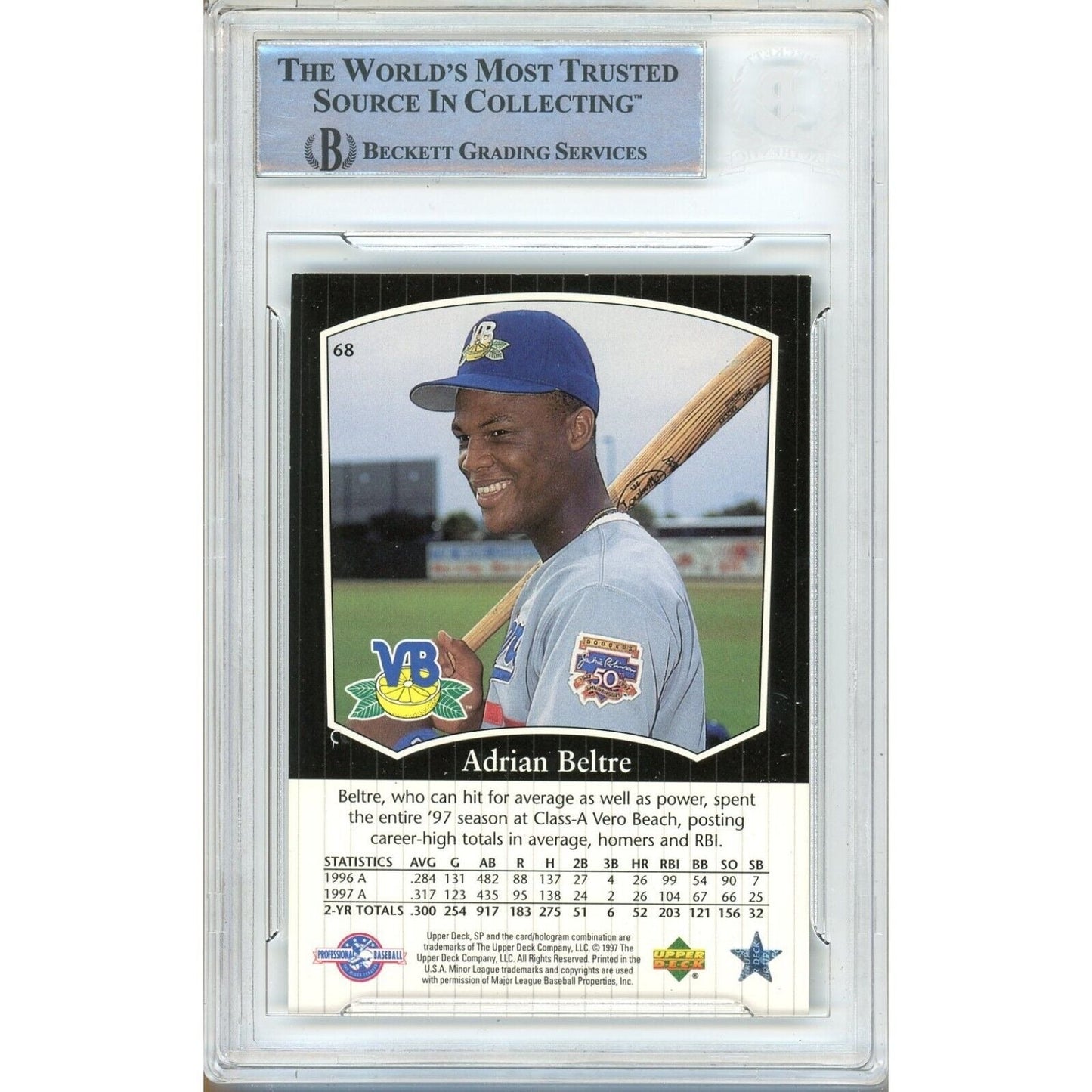 1998 SP Top Prospects #68 — Adrian Beltre LA Dodgers Autographed Trading Card — Beckett Authentication