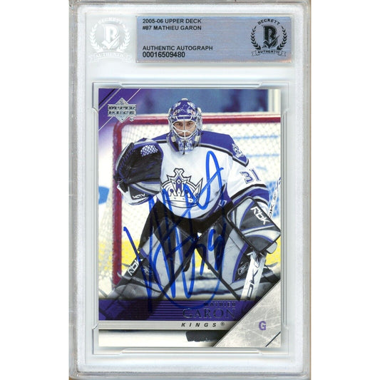 Mathieu Garon Los Angeles Kings Signed 2005-06 Upper Deck Hockey Card BAS Auth Auto