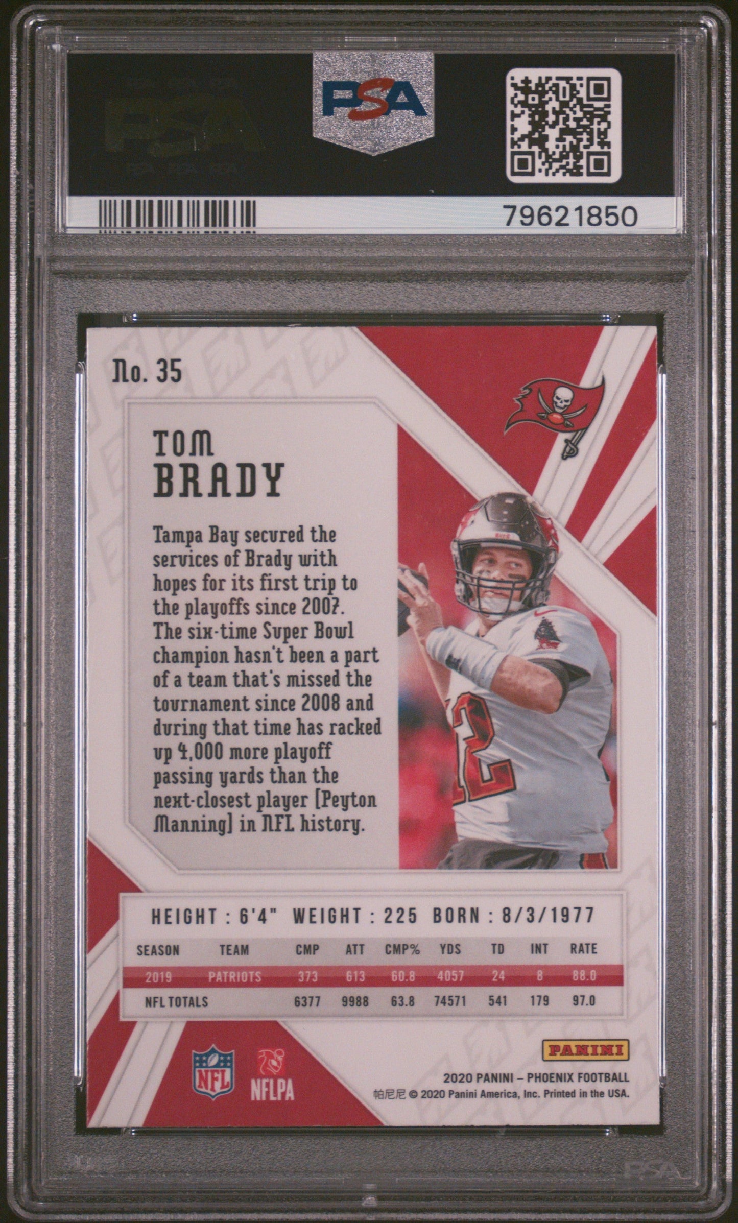 Graded 2020 Panini Phoenix Tom Brady #35 Fire Burst Football Card PSA 10 Gem Mint