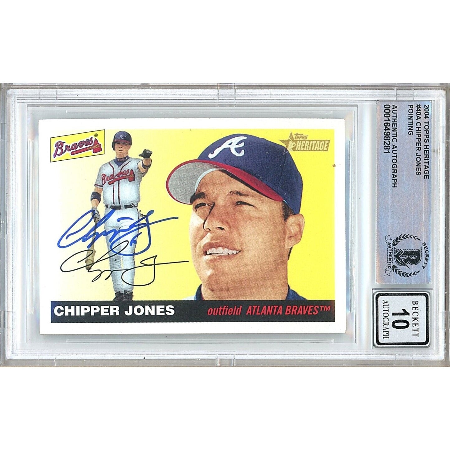 2004 Topps #40 — Chipper Jones Atlanta Braves Autographed Trading Card — Beckett Authentication