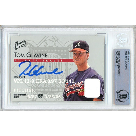 Tom Glavine Atlanta Braves Signed 1995 Studio Baseball Card Beckett Authentic Auto Slab