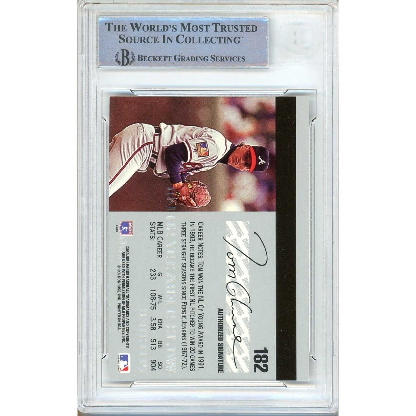 Tom Glavine Atlanta Braves Signed 1995 Studio Baseball Card Beckett Authentic Auto Slab