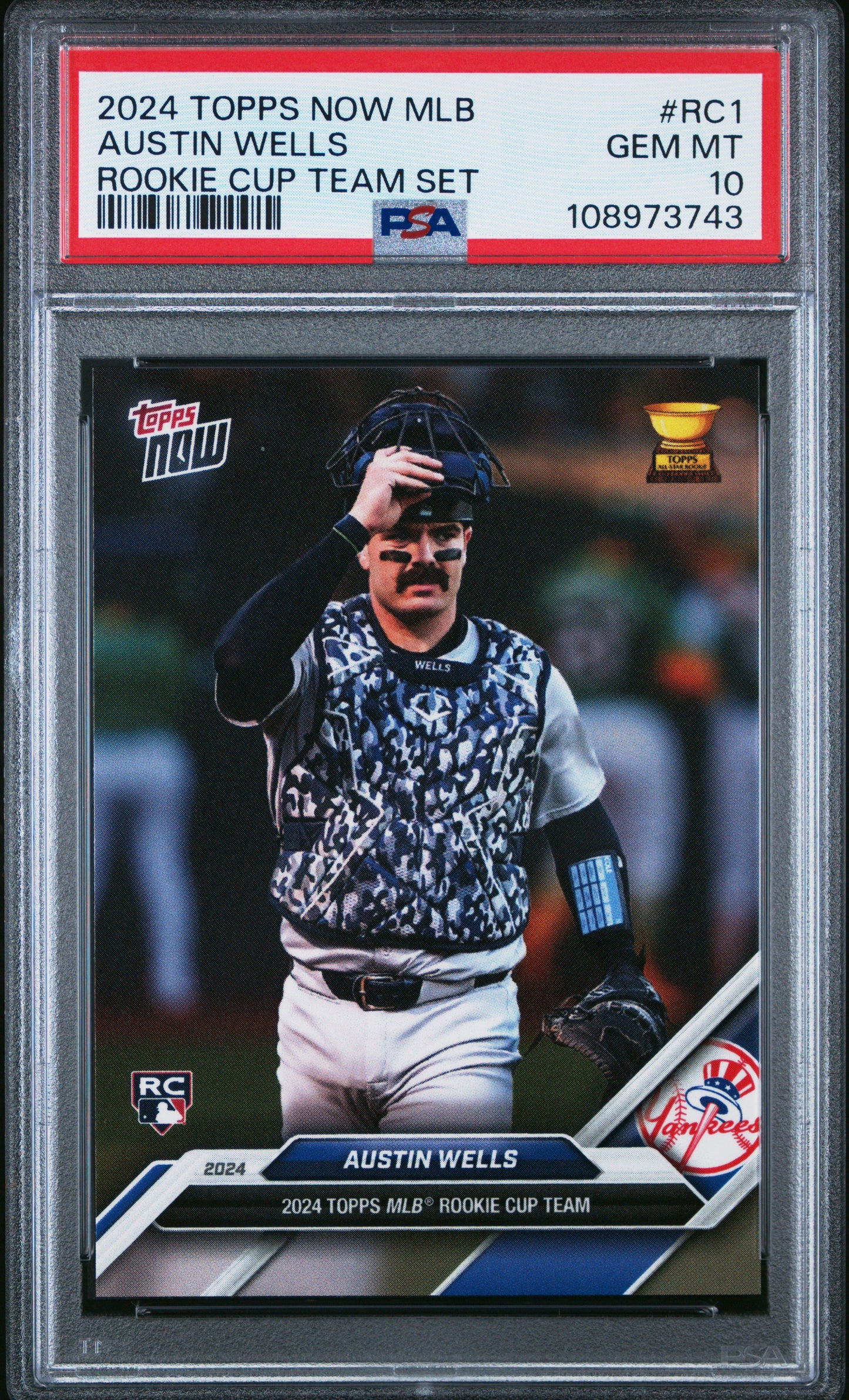 Graded 2024 Topps Now Austin Wells #RC1 Rookie Cup Team Set Rookie RC Baseball Card PSA 10 Gem Mint