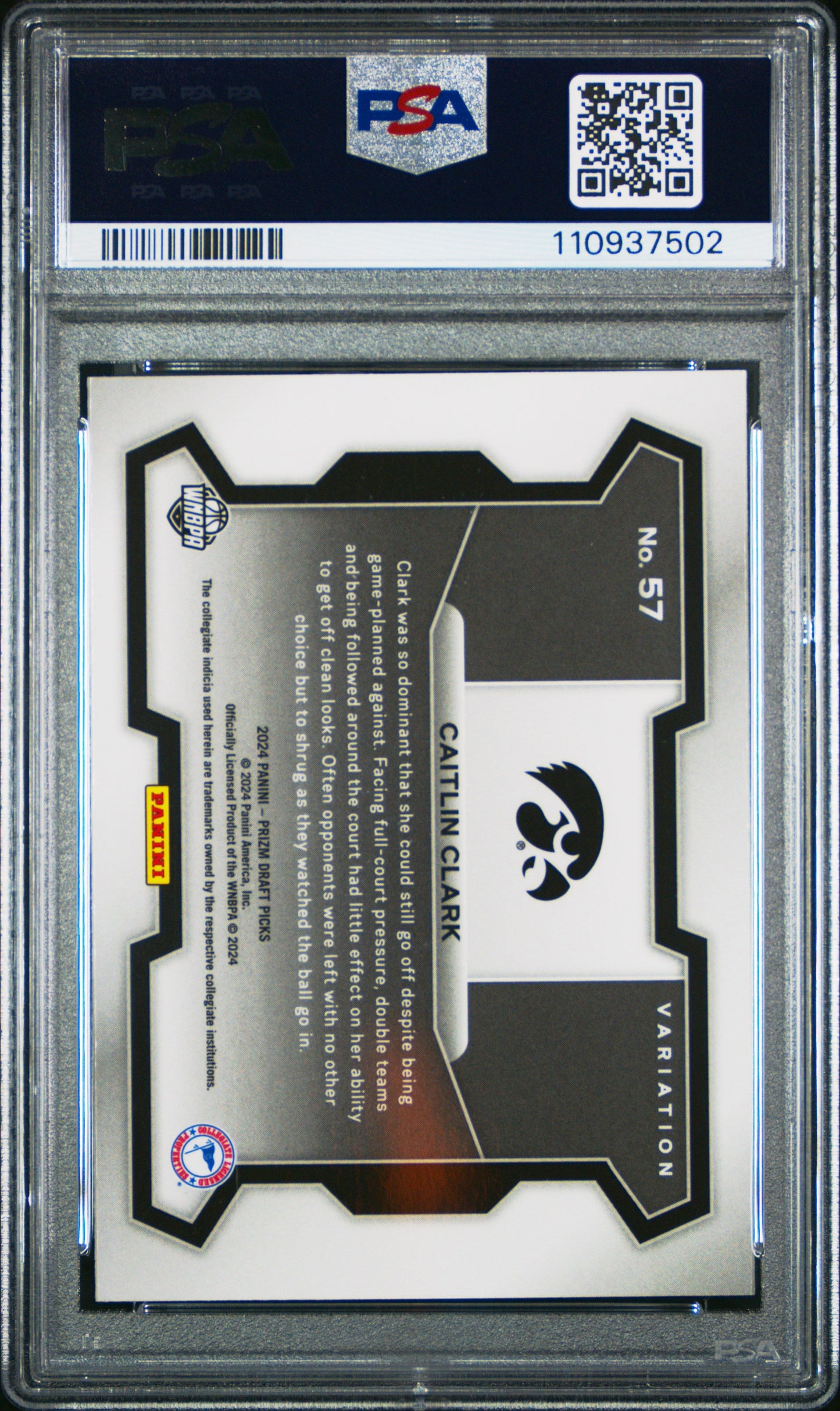 Graded 2024 Panini Prizm Draft Picks Caitlin Clark #57 Variation Rookie RC Basketball Card PSA 10 Gem Mint