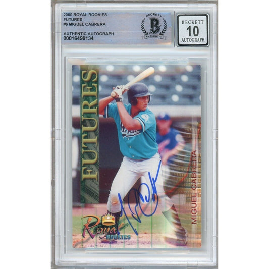 Miguel Cabrera Detroit Tigers Signed 2000 Royal Rookies Futures Card BGS Auto 10 Graded