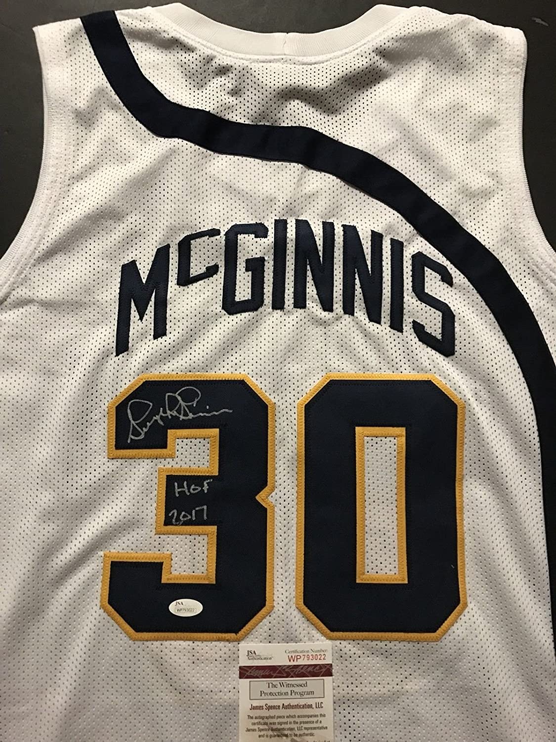 Autographed/Signed George McGinnis HOF 17  Indiana White Basketball Jersey JSA COA - Sport Cards