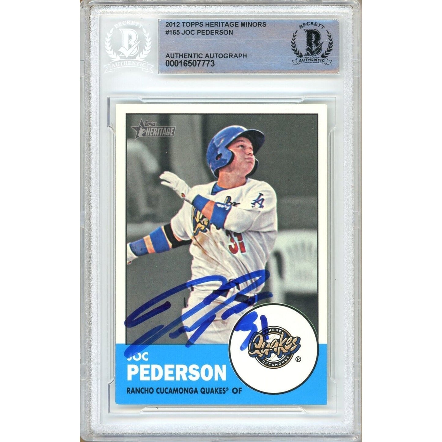 2012 Topps — Joc Pederson LA Dodgers Autographed Trading Card — Beckett Authentication