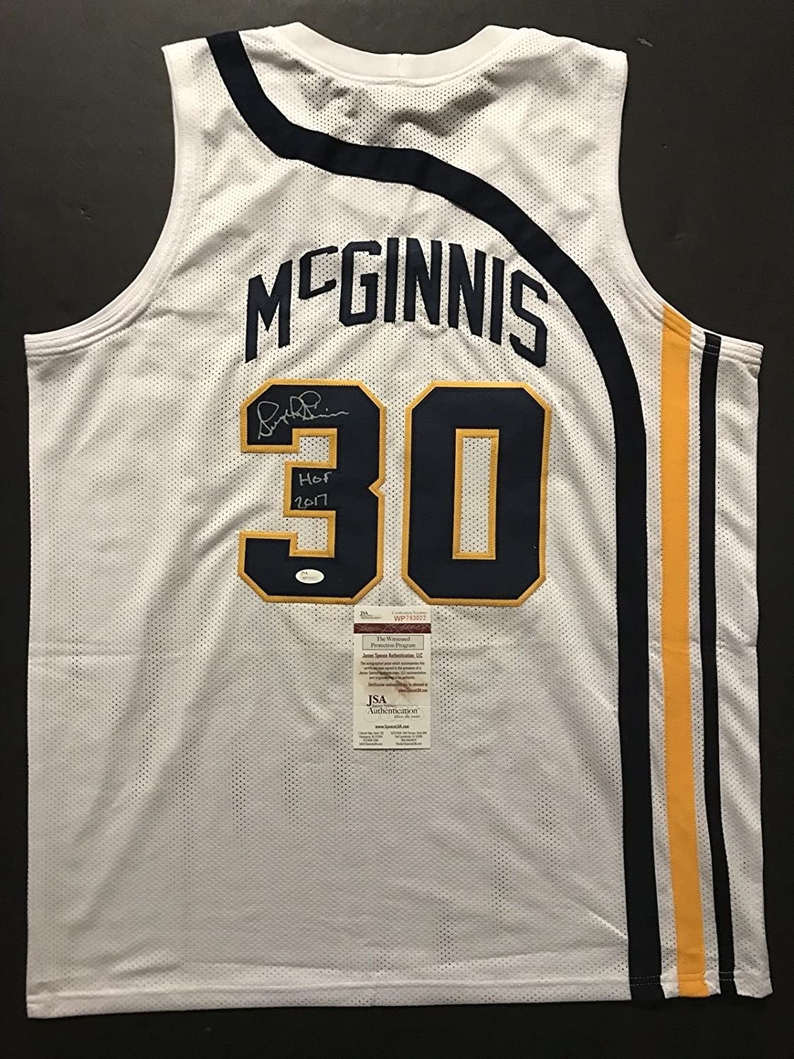 Autographed/Signed George McGinnis HOF 17  Indiana White Basketball Jersey JSA COA - Sport Cards