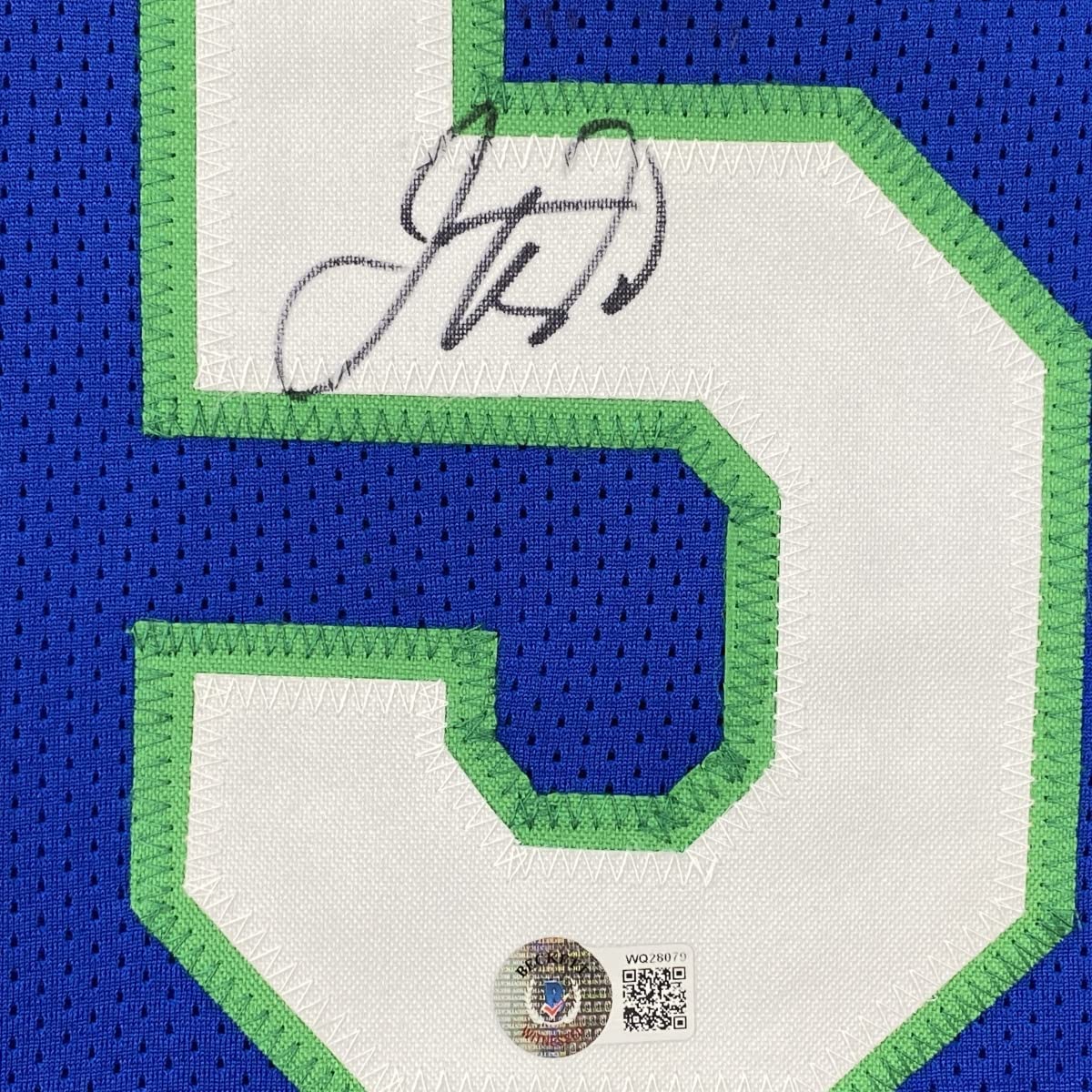 Autographed/Signed Jason Kidd Dallas Retro Blue Basketball Jersey Beckett BAS COA - Sport Cards